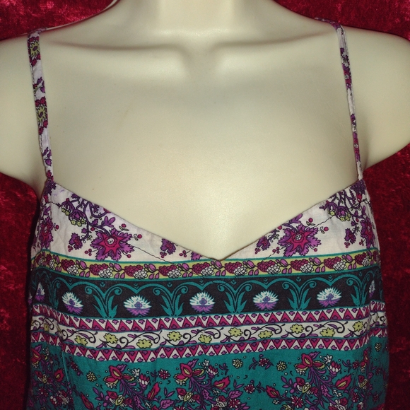 Bohemian Floral Strappy Cotton Dress sz L - Picture 2 of 5